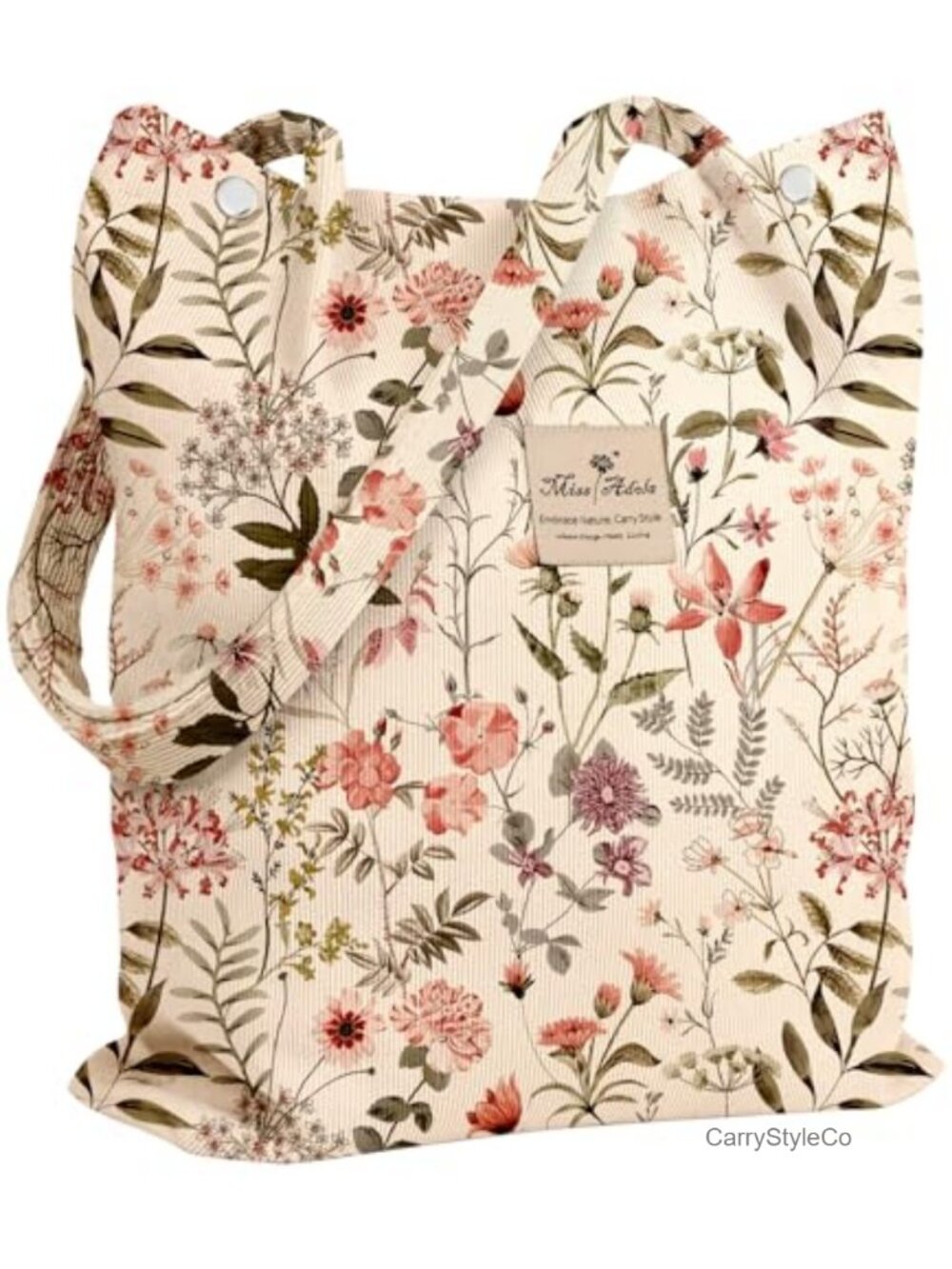 Corduroy Tote Bag Large Capacity Magnetic Buckle Women Shoulder Bag